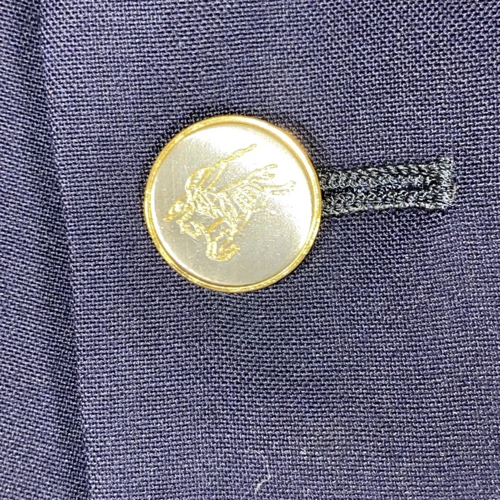 Vintage Burberrys Navy Blazer Men's 43S Super 100's Wool Gold Crest Buttons USA